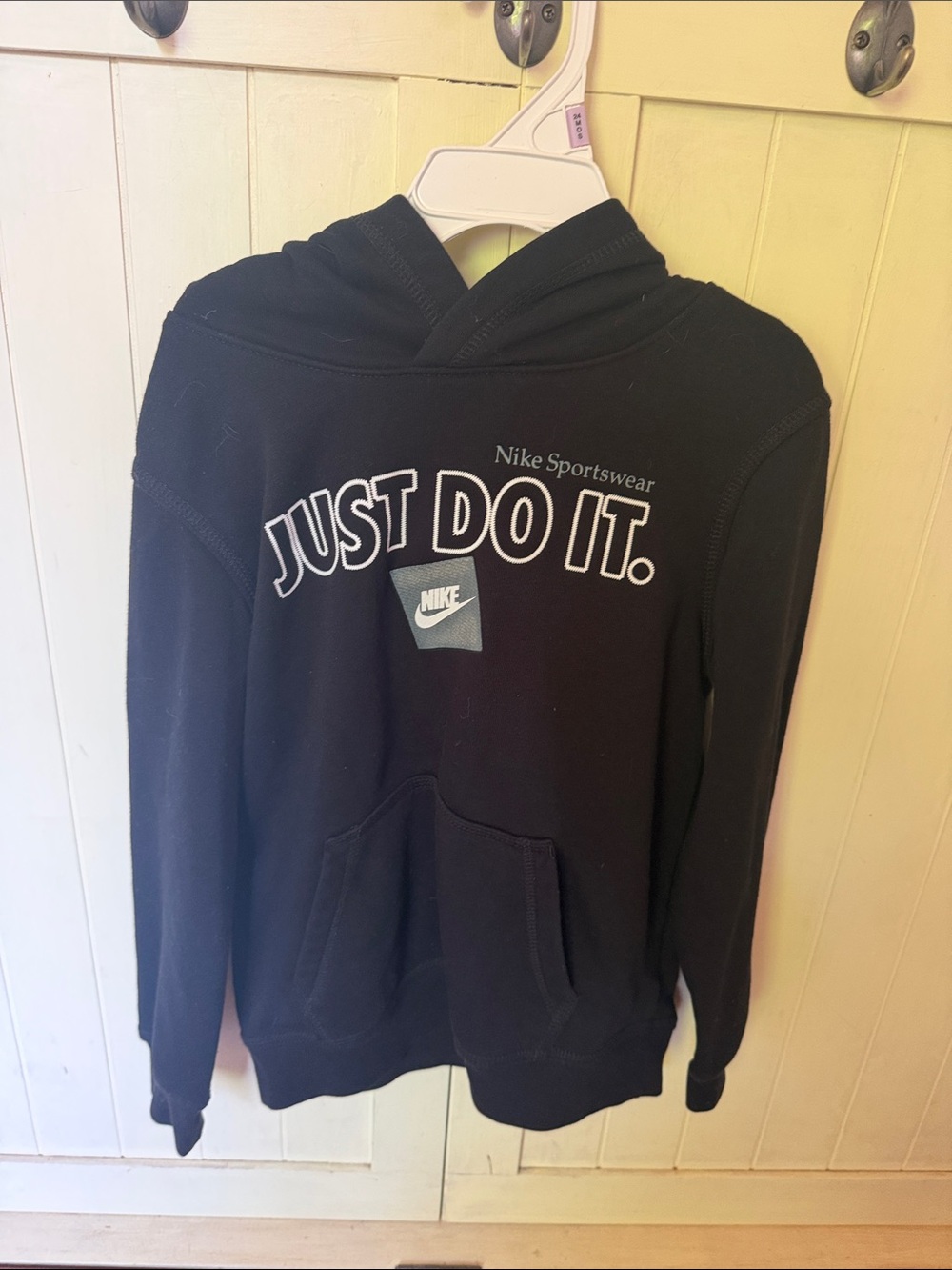 Nike Black Hooded Crewneck Sweatshirt with "Just Do It." Chest Logo
